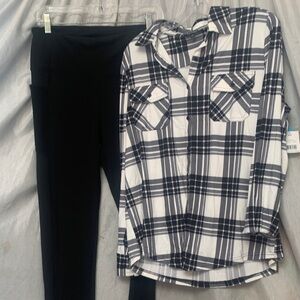 George Black & White Plaid Button-Down Shirt